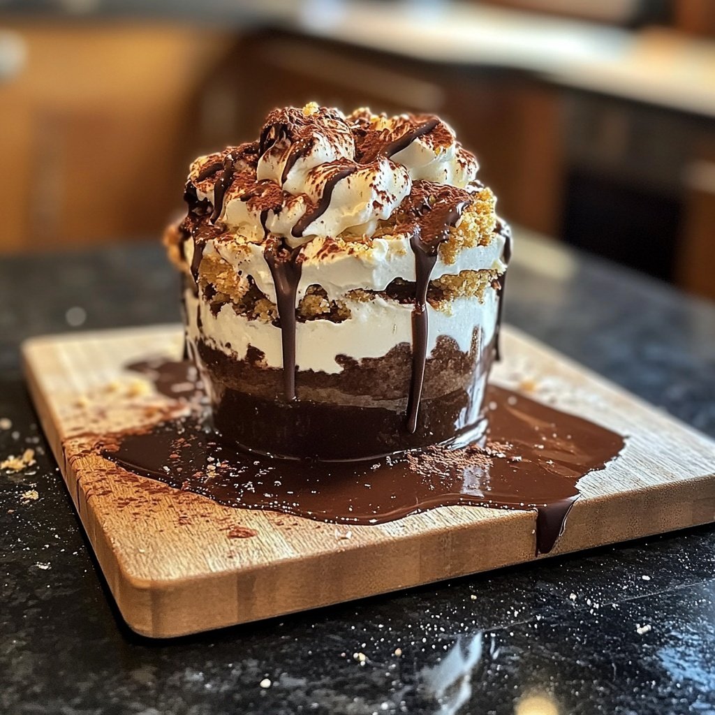 Lebkuchen-Parfait mit Schokoladensauce