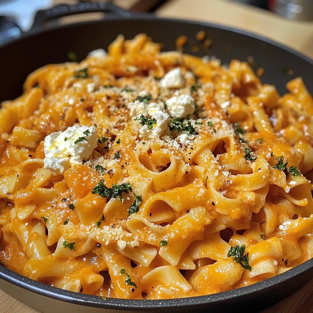 Schnelle Feta-Kürbis-Pasta