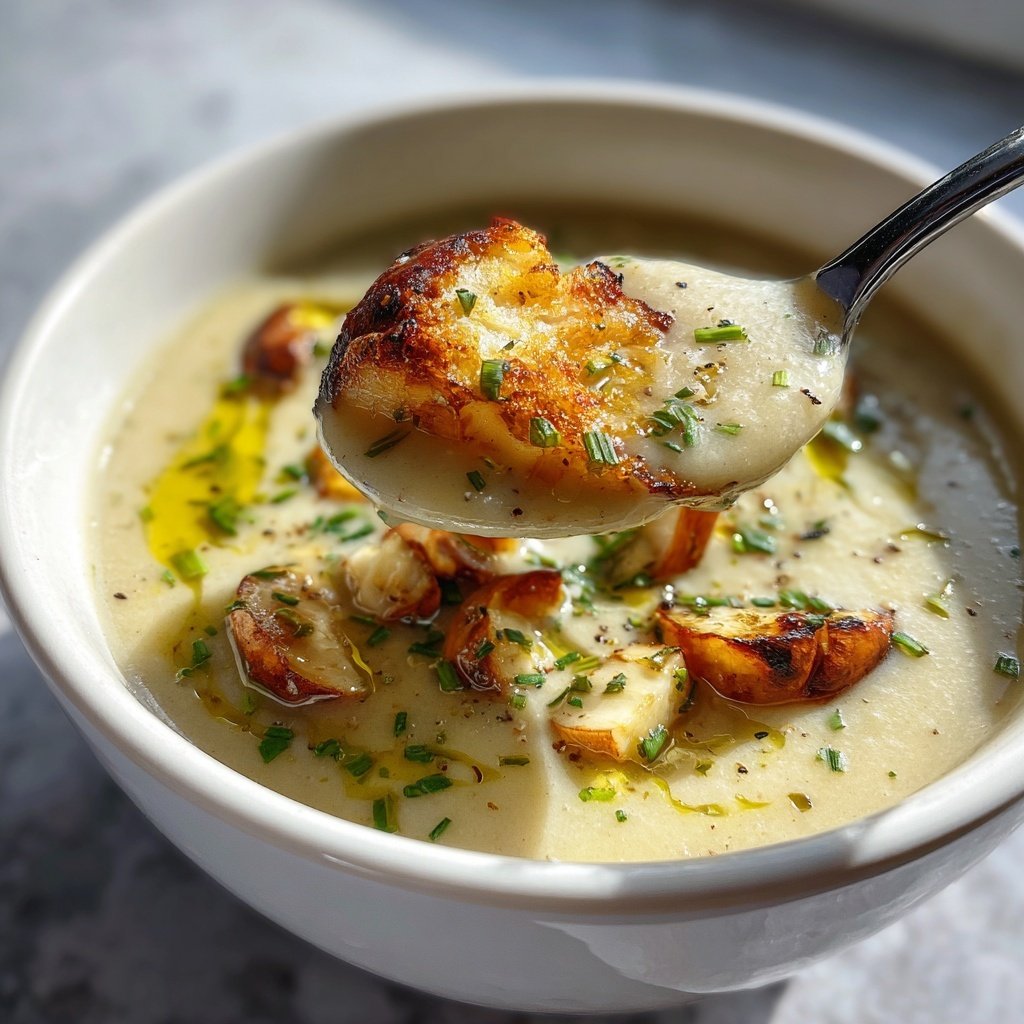 Cremige Maronensuppe mit knusprigen Croûtons​