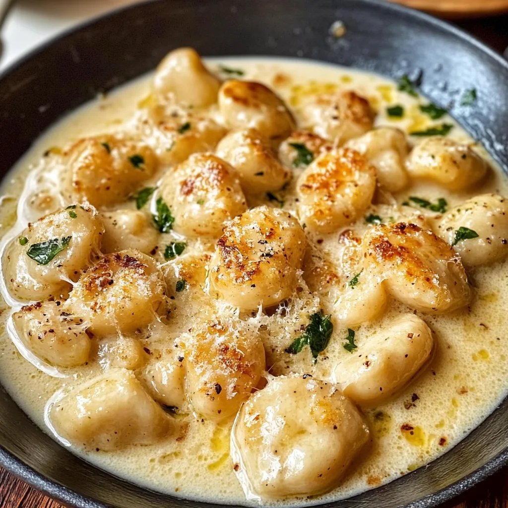Cremige Knoblauch-Hähnchen-Gnocchi aus einer Pfanne