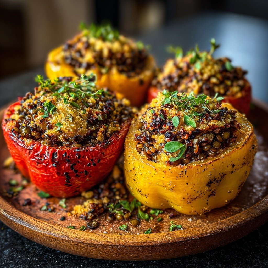 Rauchige Linsen-Gefüllte Paprika