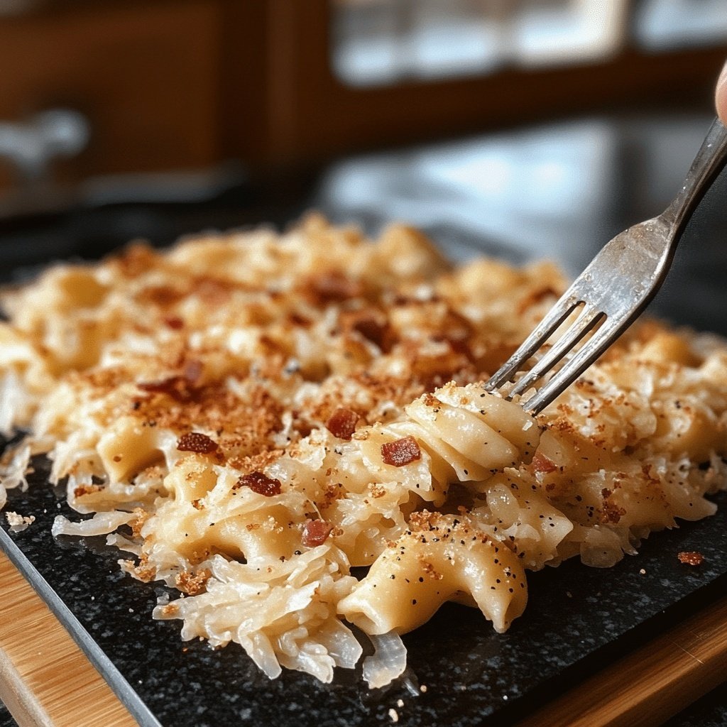 Schupfnudeln mit Sauerkraut und Speck