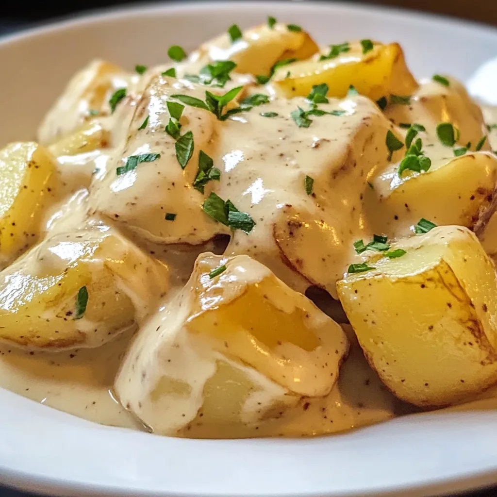 Kartoffeln in cremiger Knoblauchsoße
