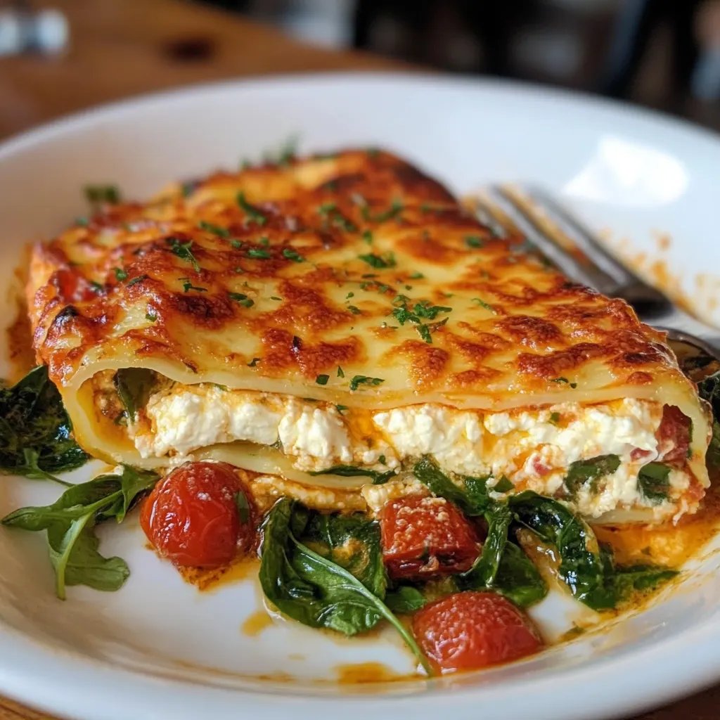 Spinatlasagne mit Feta und Tomaten