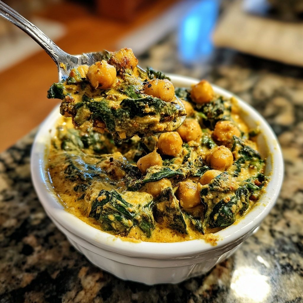 Kichererbsen Spinat Eintopf Bowl