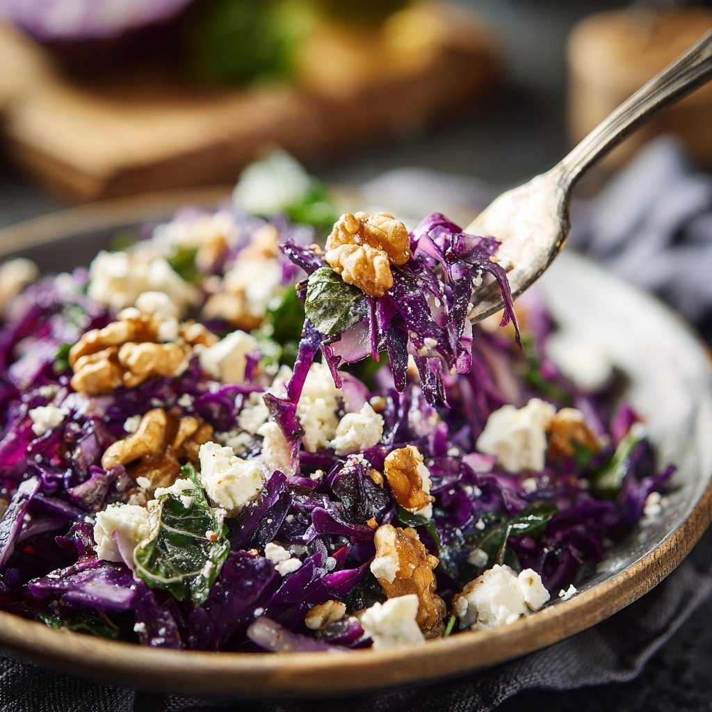 Rotkohl Salat mit Feta und Walnüssen - Klara & Ida