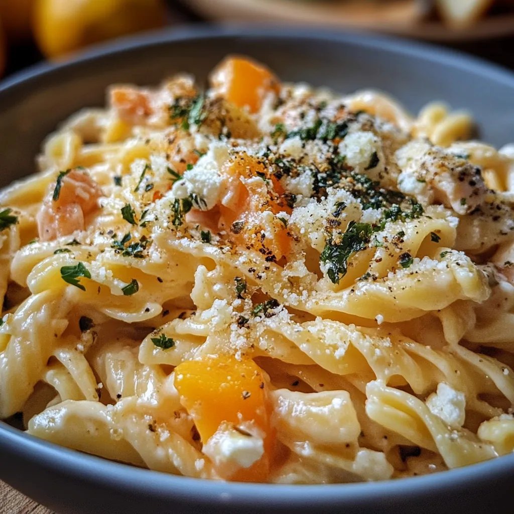 Schnelle Feta-Kürbis-Pasta