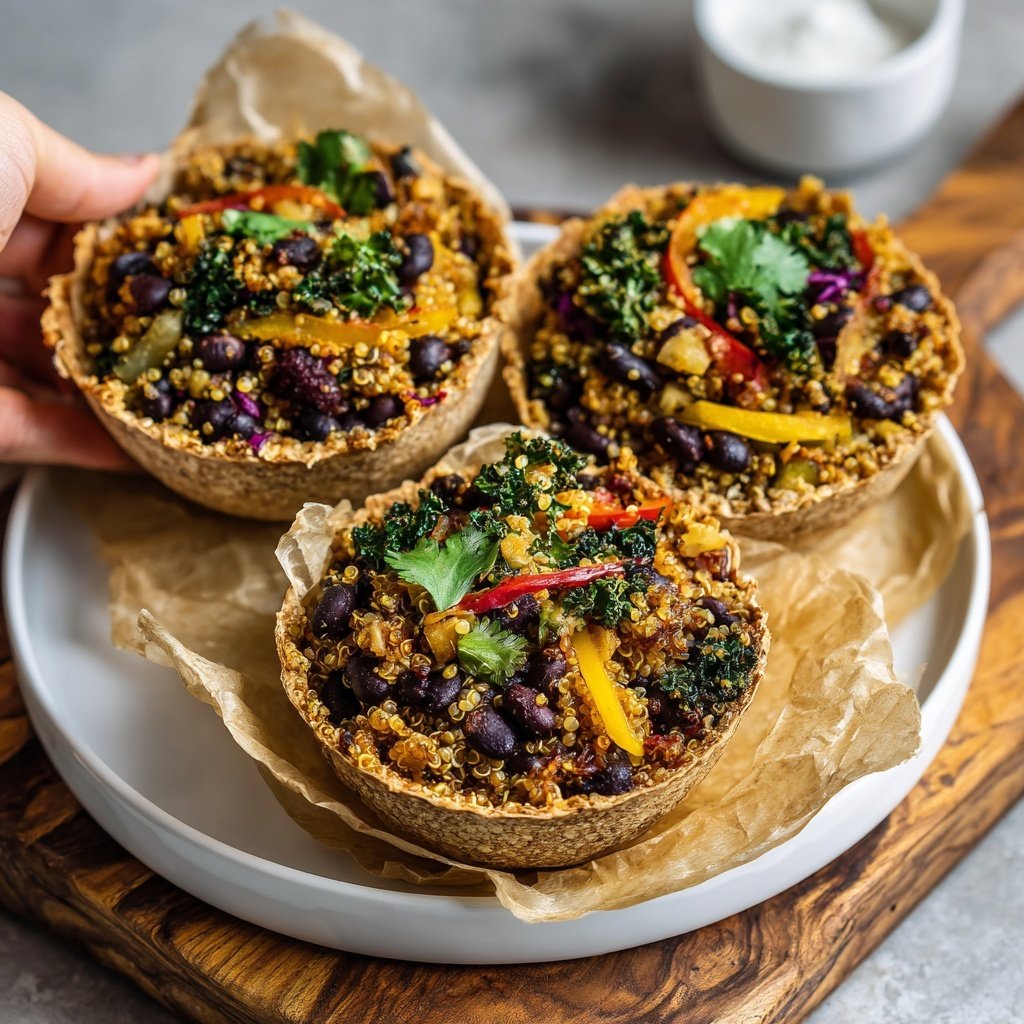 Mini Quinoa Schalen mit schwarzen Bohnen