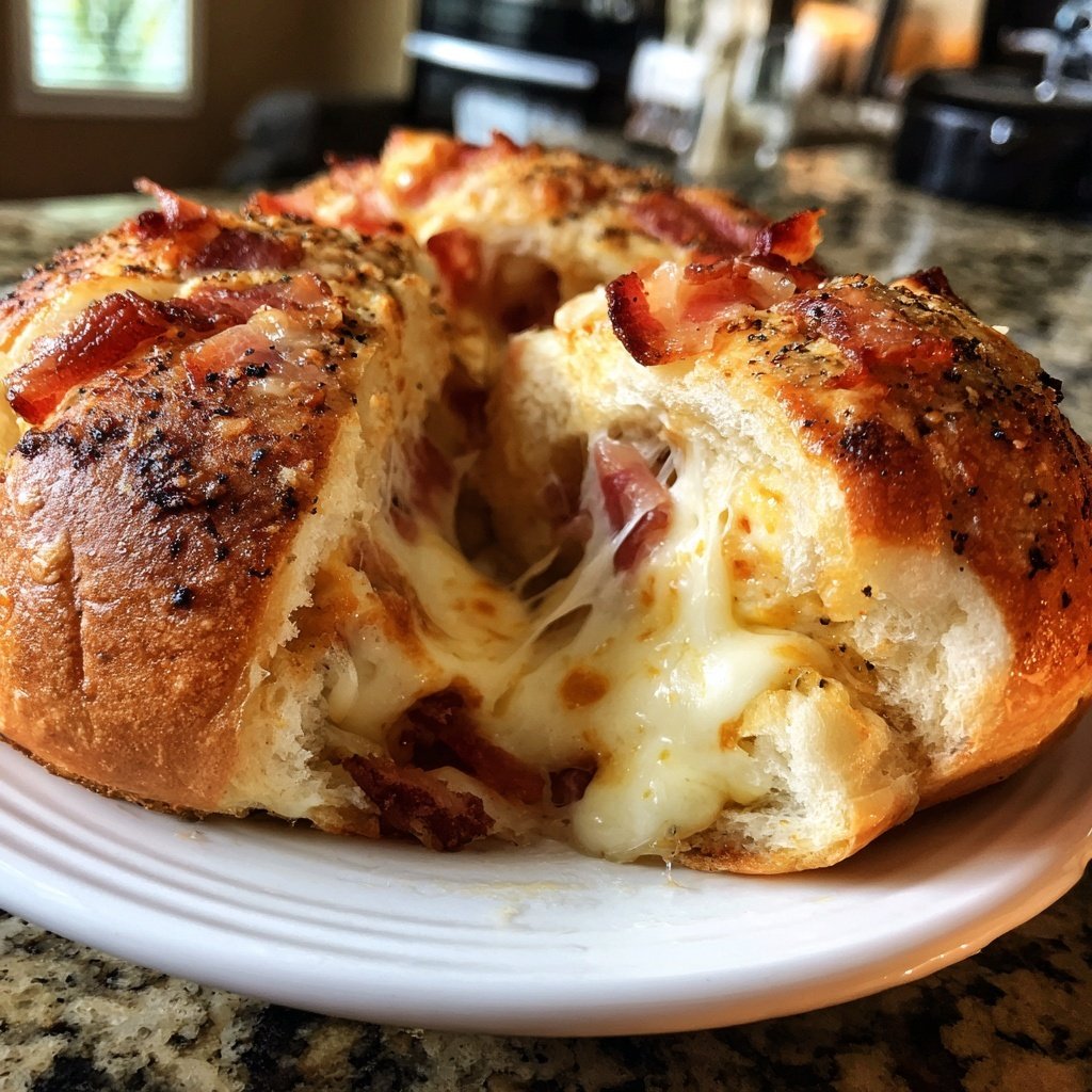 Frühstücksrollen mit Rührei, Käse und Speck