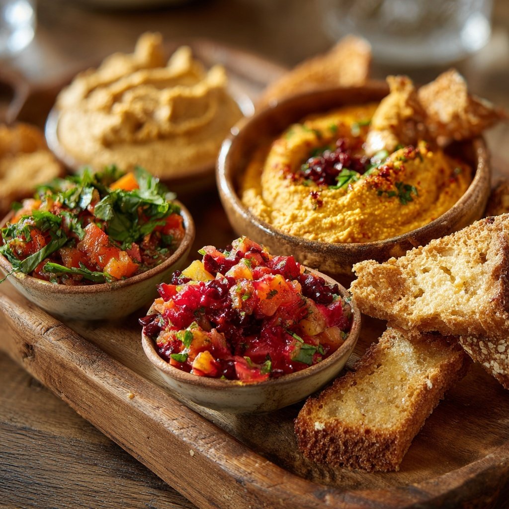 Silvester Tapas Platte mit Dips