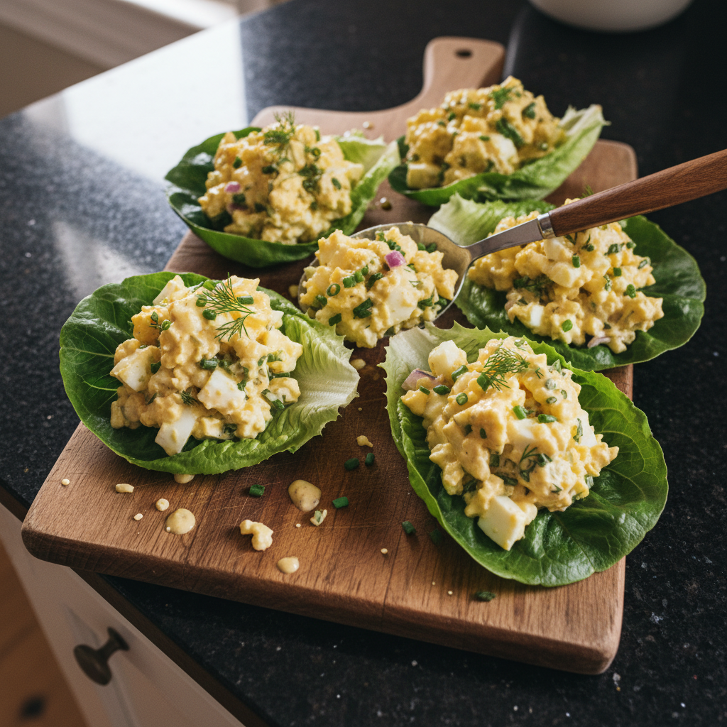 Herzhafte Ei Salat Blätter Cups
