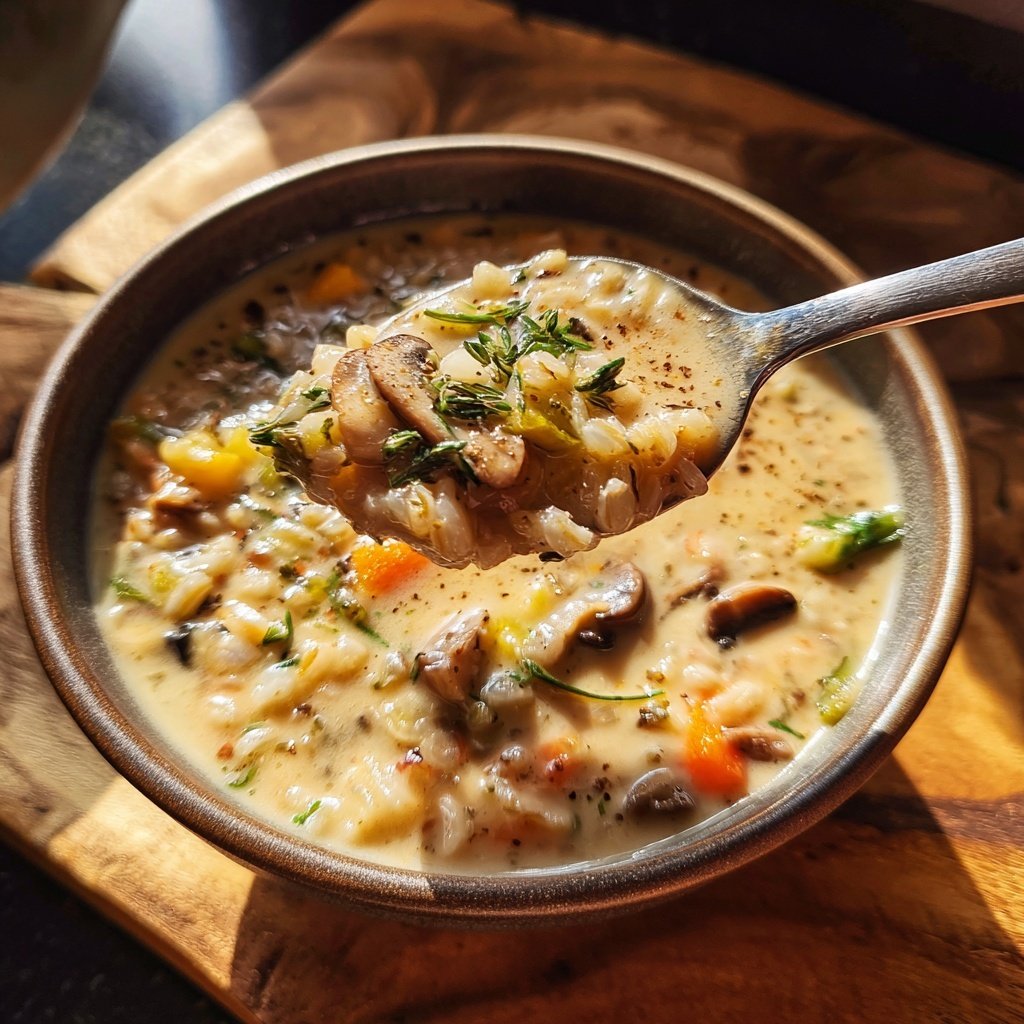 Herzhafte Pilz-Gerste-Suppe