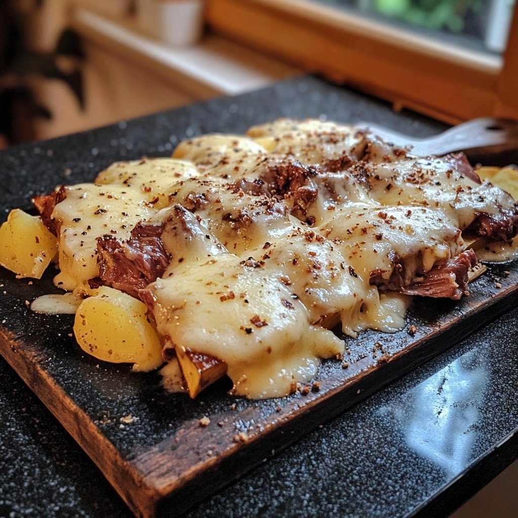 Raclette Mit Mariniertem Fleisch und Kartoffeln