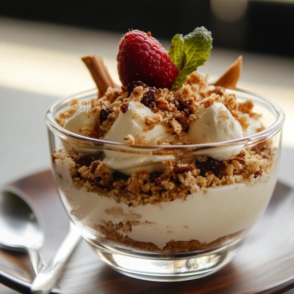 Bratapfel-Crumble mit Zimtcreme im Glas